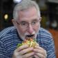 Dad devouring his burger!